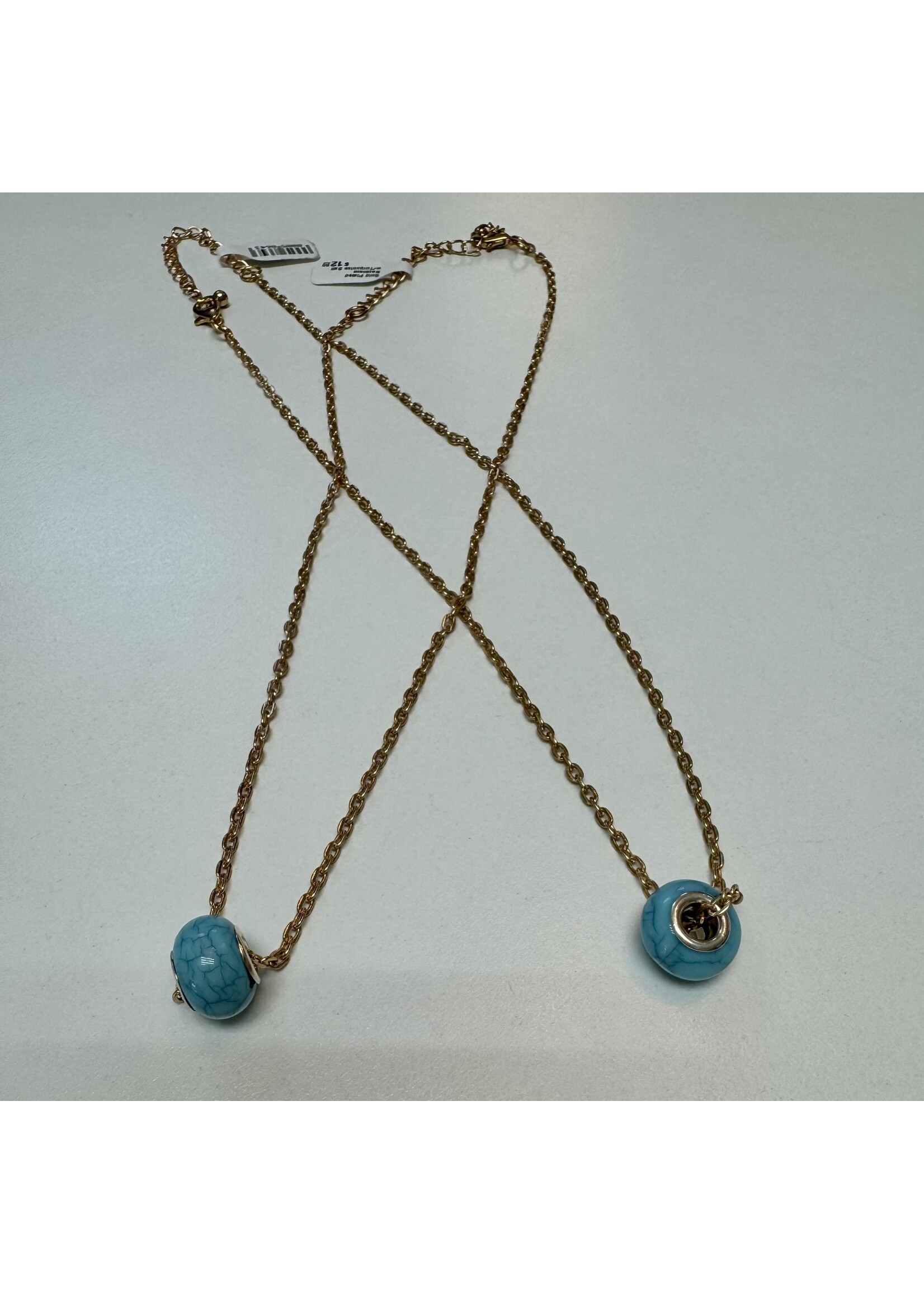 Gold Plated Necklace w/Turquoise Ball