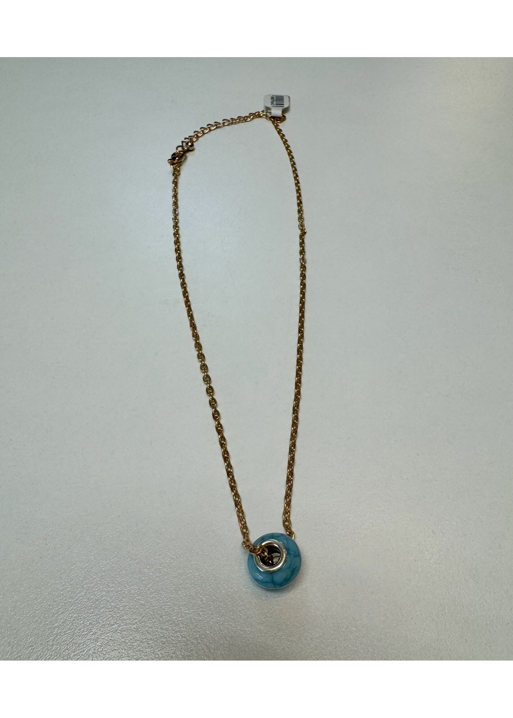 Gold Plated Necklace w/Turquoise Ball