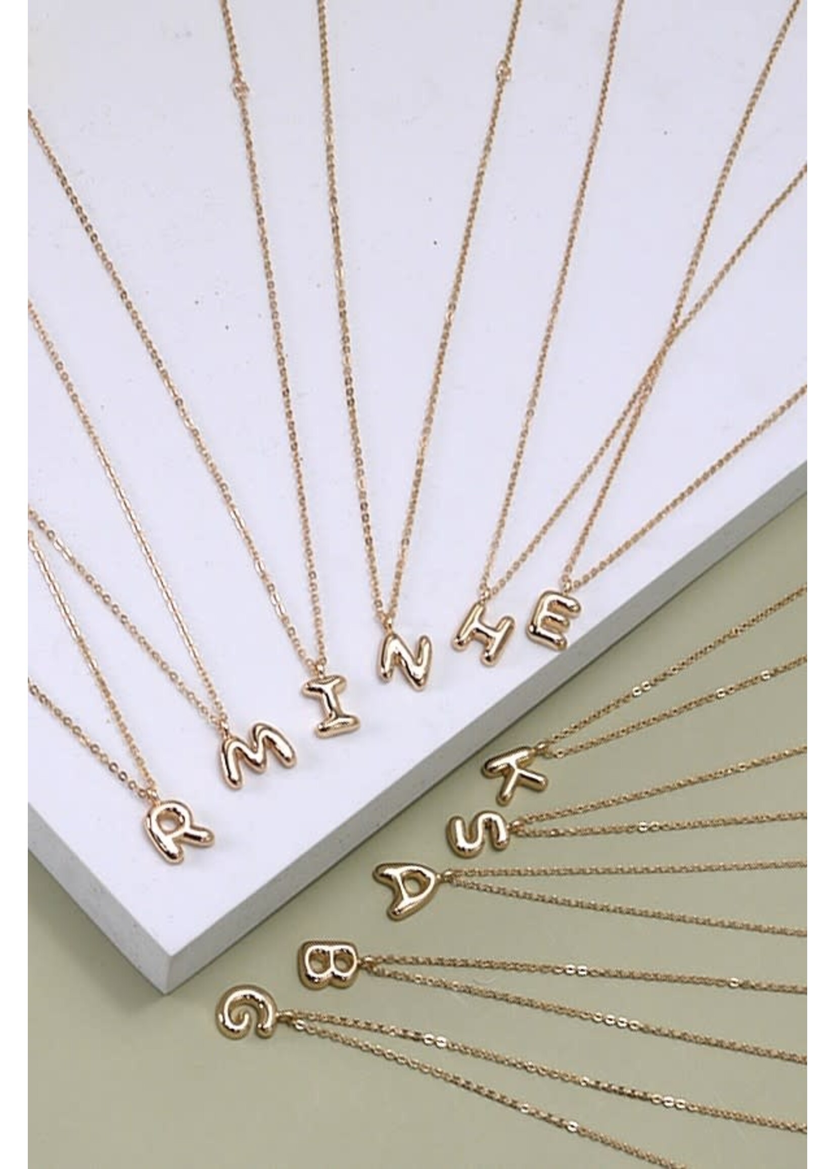 Gold Plated Bubble Initial Necklace
