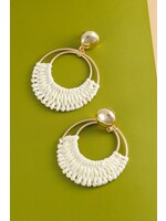 Boho Raffia Hoop Drop Earrings