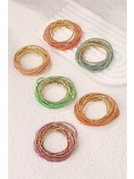 6pcs Rainbow Rhinestone Elastic Bracelet Set