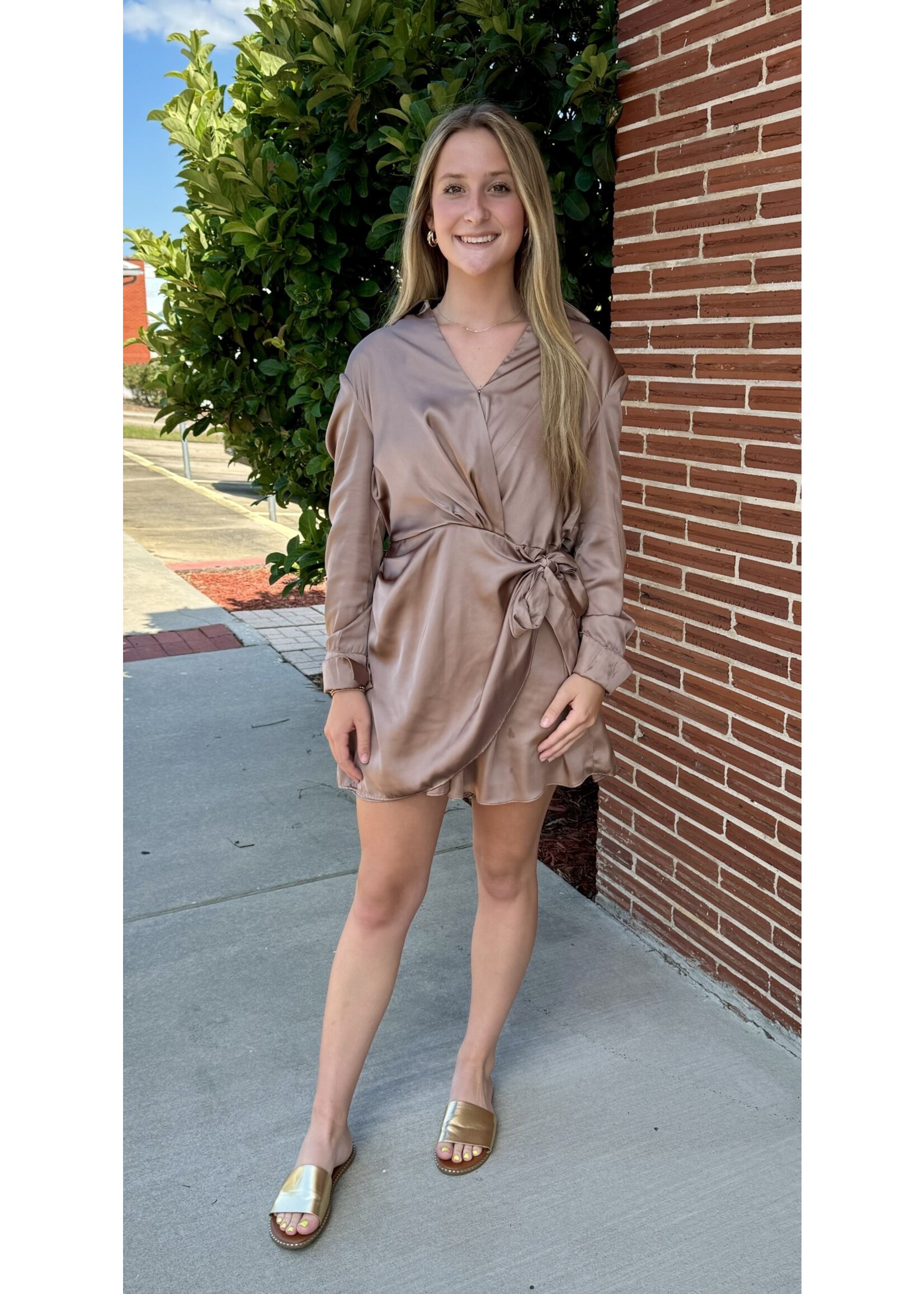 Wrapped Romper Dress - Latte