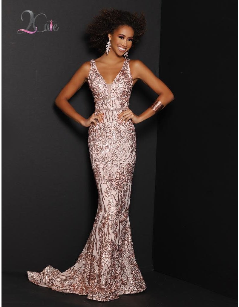 Full sequin fitted tank strap gown with a v-neck and beaded waist