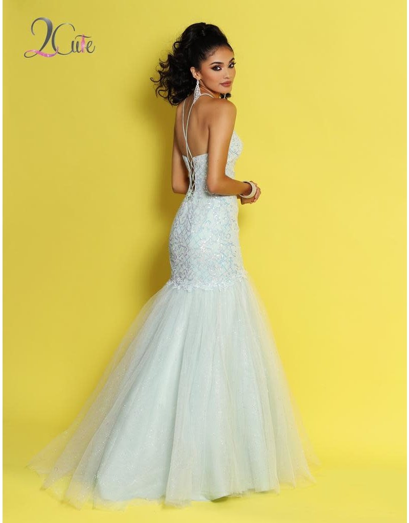 Sequin high neck mermaid with a corset back and sparkle tulle skirt