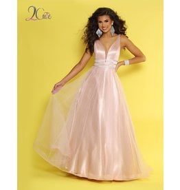 Glitter tulle tank v-neck natural waist ballgown with pockets