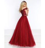 2-Piece tulle ballgown with an off the shoulder lace bodice and glitter tulle skirt