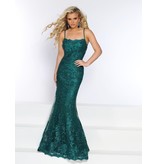 Fitted all lace spaghetti strap dress with a corset back