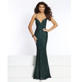 Full sequin spaghetti strap corset back fitted gown