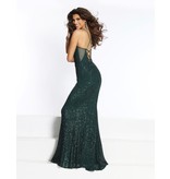 Full sequin spaghetti strap corset back fitted gown