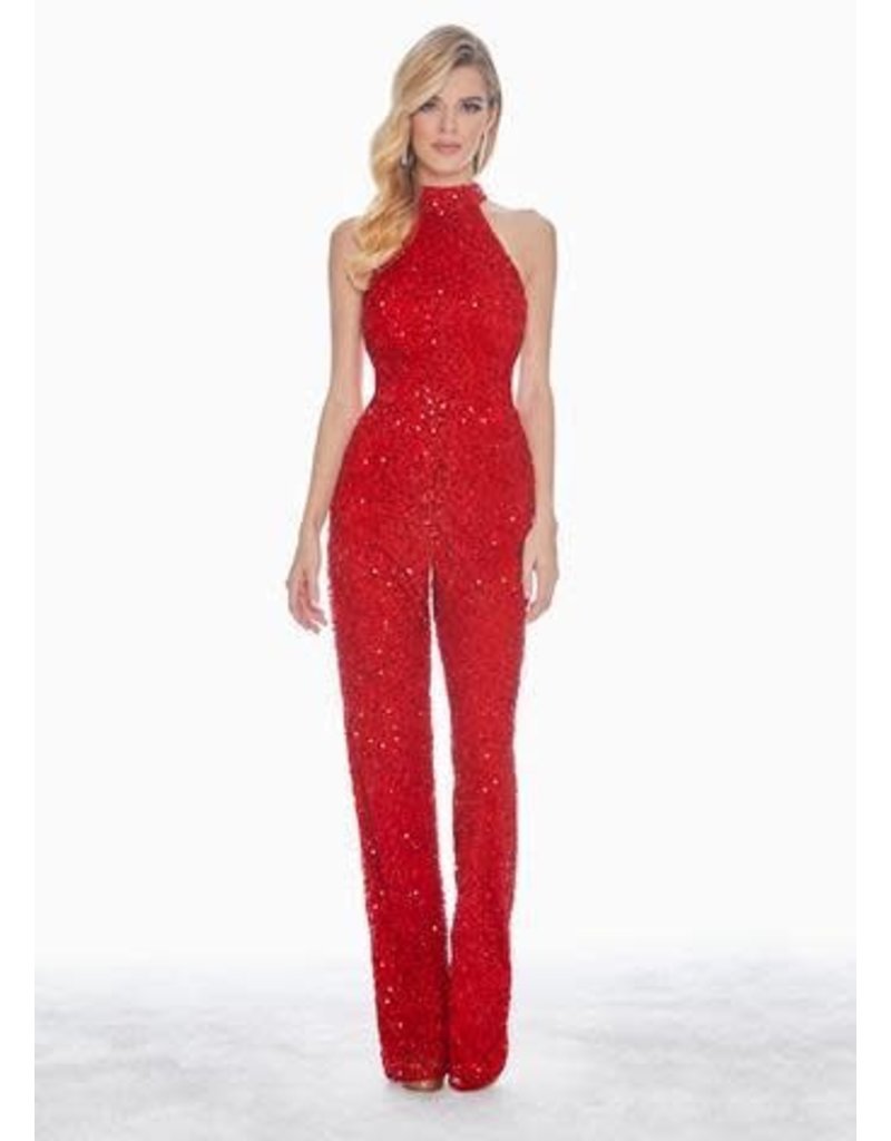 Fully hand beaded halter top jumpsuit. The pants are complete with pockets.1434