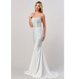 Spaghetti strap beaded fitted jersey gown CD0179