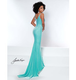 Velvet Tank v-neck Fitted Beaded gown w/cape 2400