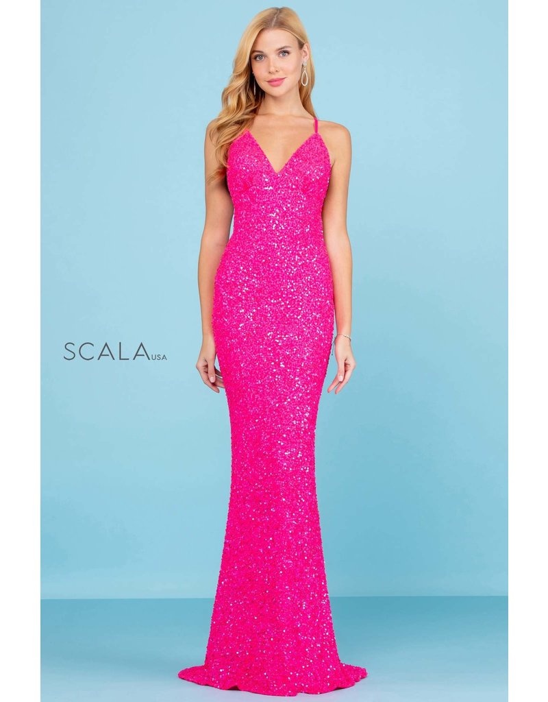 LONG X BACK SEQUIN GOWN 47551