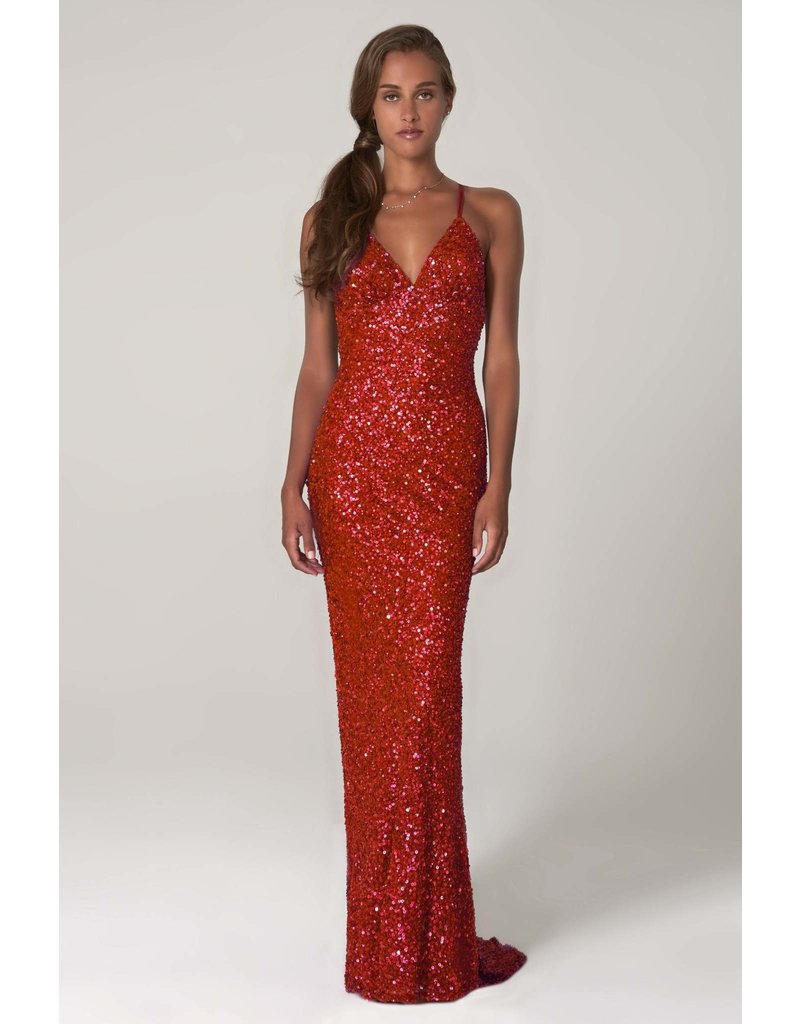 LONG X BACK SEQUIN GOWN 47551