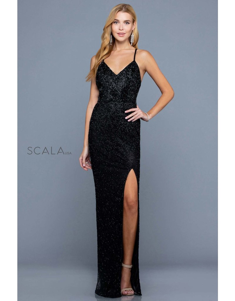 LONG STRAPPY TUBE BEADED GOWN 60173