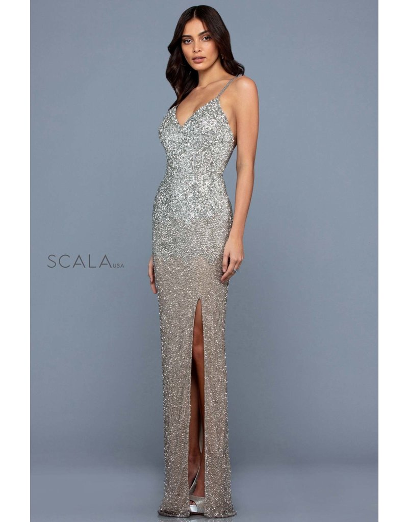 LONG STRAPPY TUBE BEADED GOWN 60173