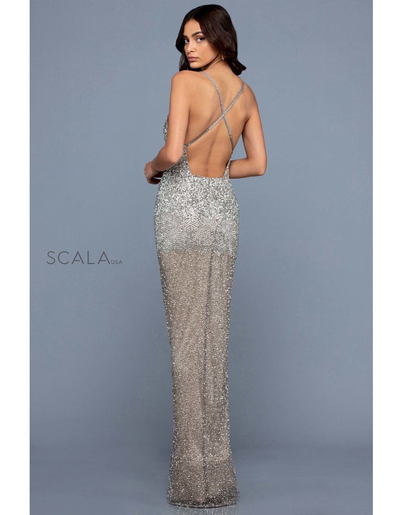 LONG STRAPPY TUBE BEADED GOWN 60173