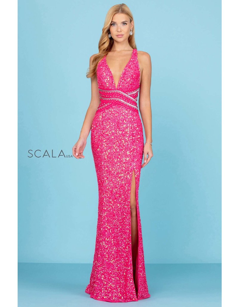 JEWELED WAIST FULL SEQUIN GOWN 60301