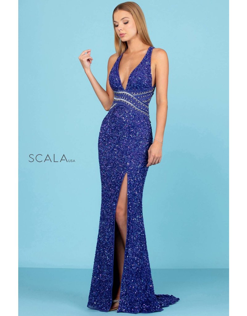 JEWELED WAIST FULL SEQUIN GOWN 60301