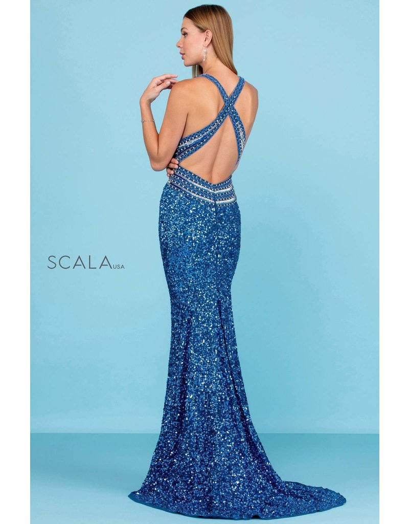 JEWELED WAIST FULL SEQUIN GOWN 60301