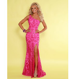 One shoulder fitted sequin gown w/leg slit 20103