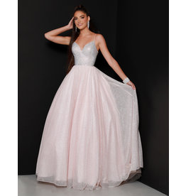 Beaded bodice glitter tulle ballgown 20140