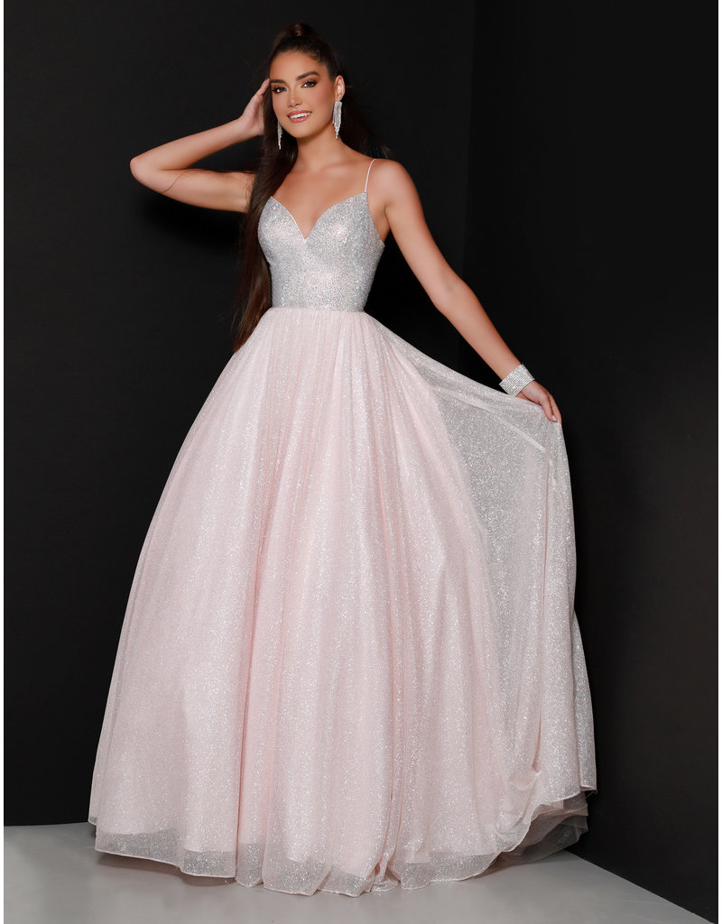 Beaded bodice glitter tulle ballgown 20140