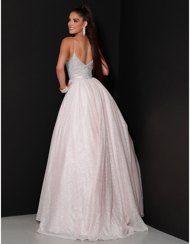 Beaded bodice glitter tulle ballgown 20140