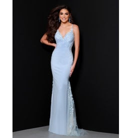 Sparkle jersey fitted gown with lace 20202