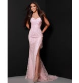 Strapless beaded fitted gown w/fringe 20110