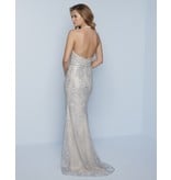 High neck glitter fitted gown K329