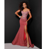 Off the shoulder shimmer beaded fitted gown 20147