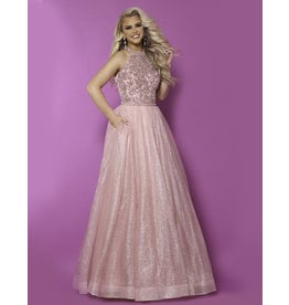 Beaded high neck glitter skirt ballgown 20231