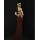 Off the shoulder glitter jersey fitted gown 20227