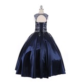 Beaded satin bodice w/ballgown skirt and corset 8016