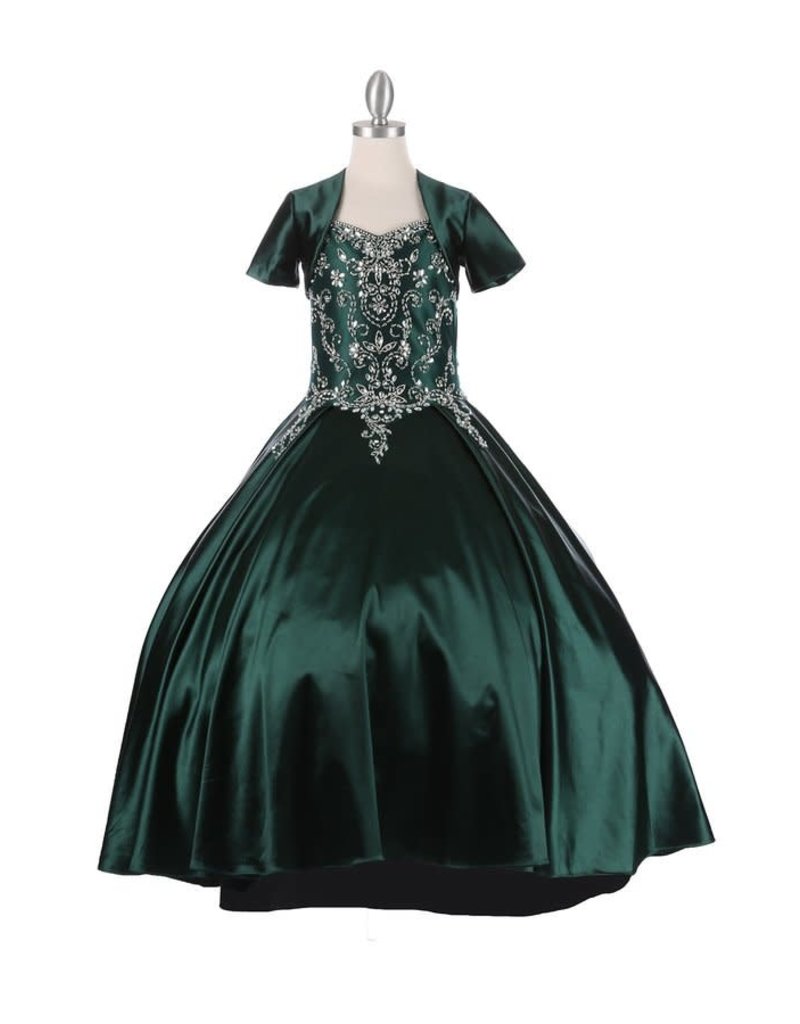 Beaded satin bodice w/ballgown skirt and corset 8016