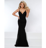 Sparkle jersey fitted gown with lace 20202