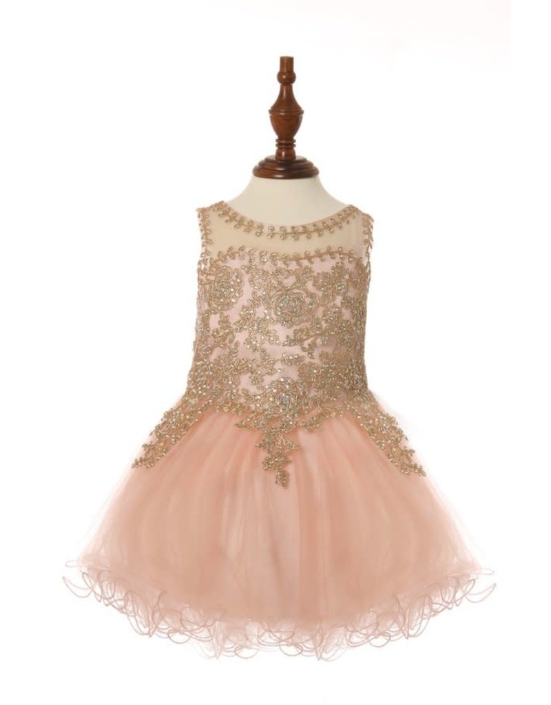 TULLE, GOLD LACE, BABY DRESS 5017B