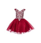 Cap sleeve lace bodice w/short sparkle tulle skirt 5105