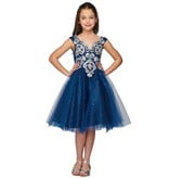 Cap sleeve lace bodice w/short sparkle tulle skirt 5105