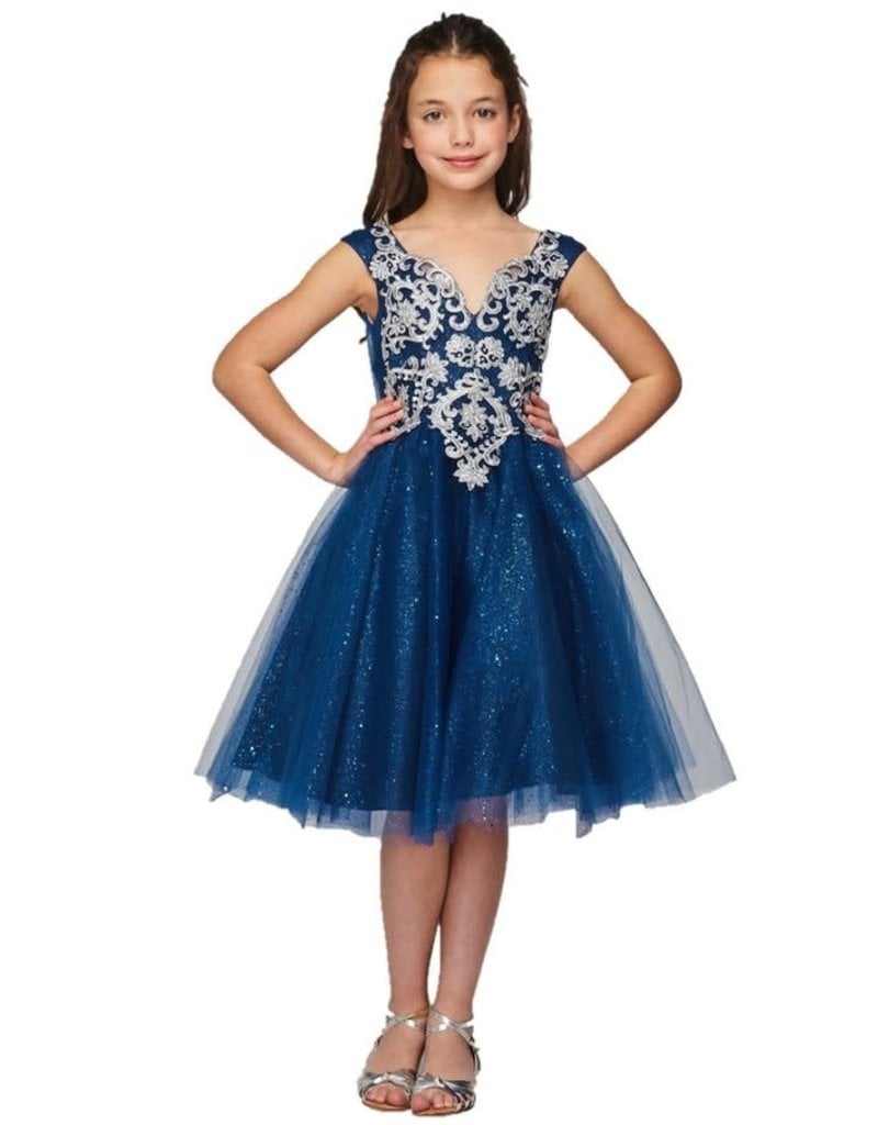 Cap sleeve lace bodice w/short sparkle tulle skirt 5105