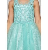 Lace high neck bodice w/short sequin skirt