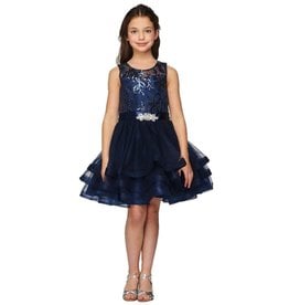 Short lace sequin ruffle tulle skirt gown 5102