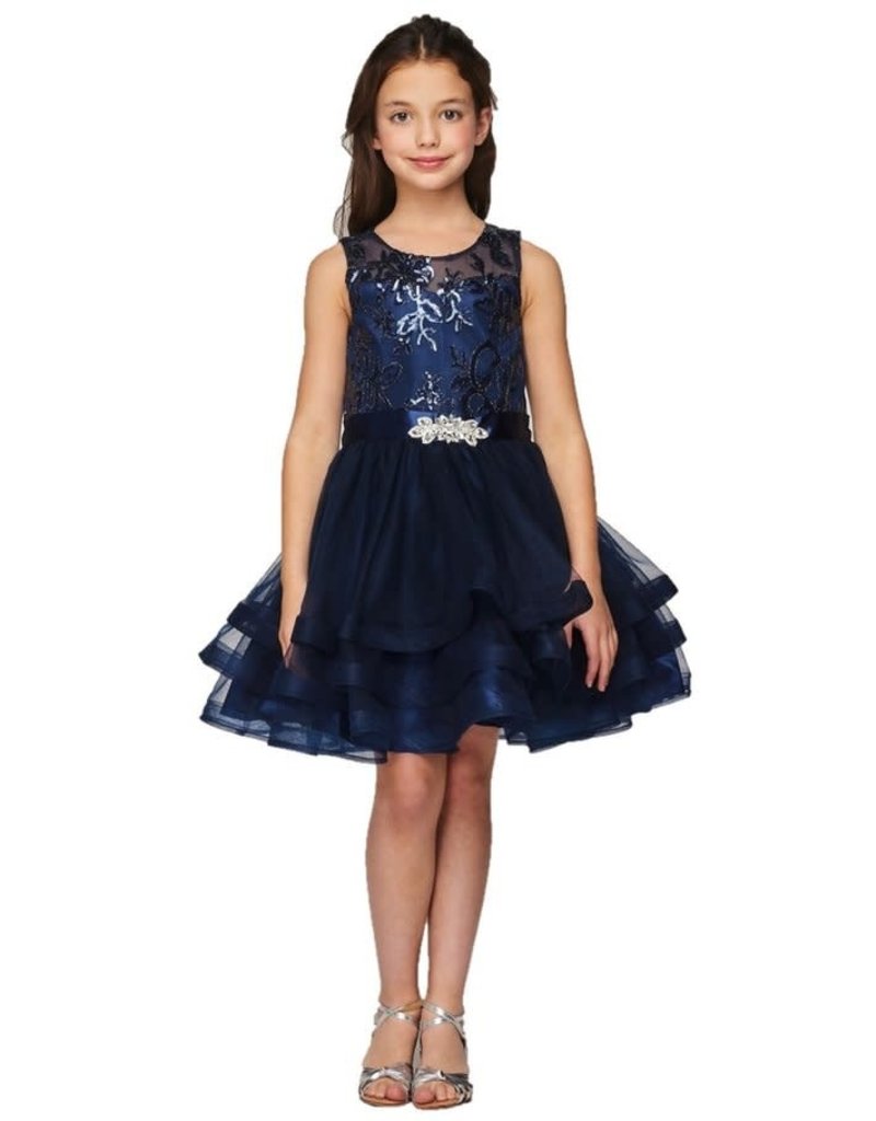 Short lace sequin ruffle tulle skirt gown 5102