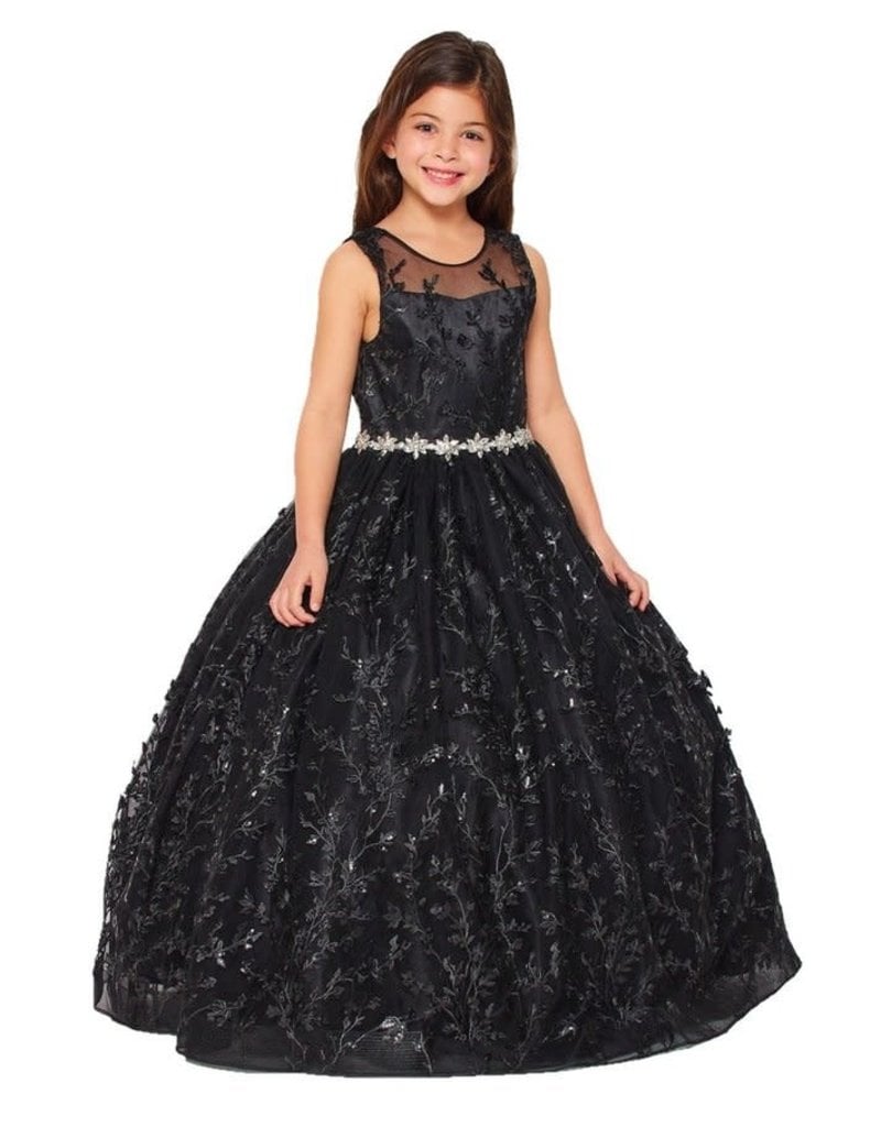 Illusion Tank Glitter floral embroidered full ballgown skirt 5109