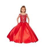Beaded satin off the shoulder ballgown 8023