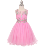 Beaded high neck bodice little girl pageant ballgown 65007