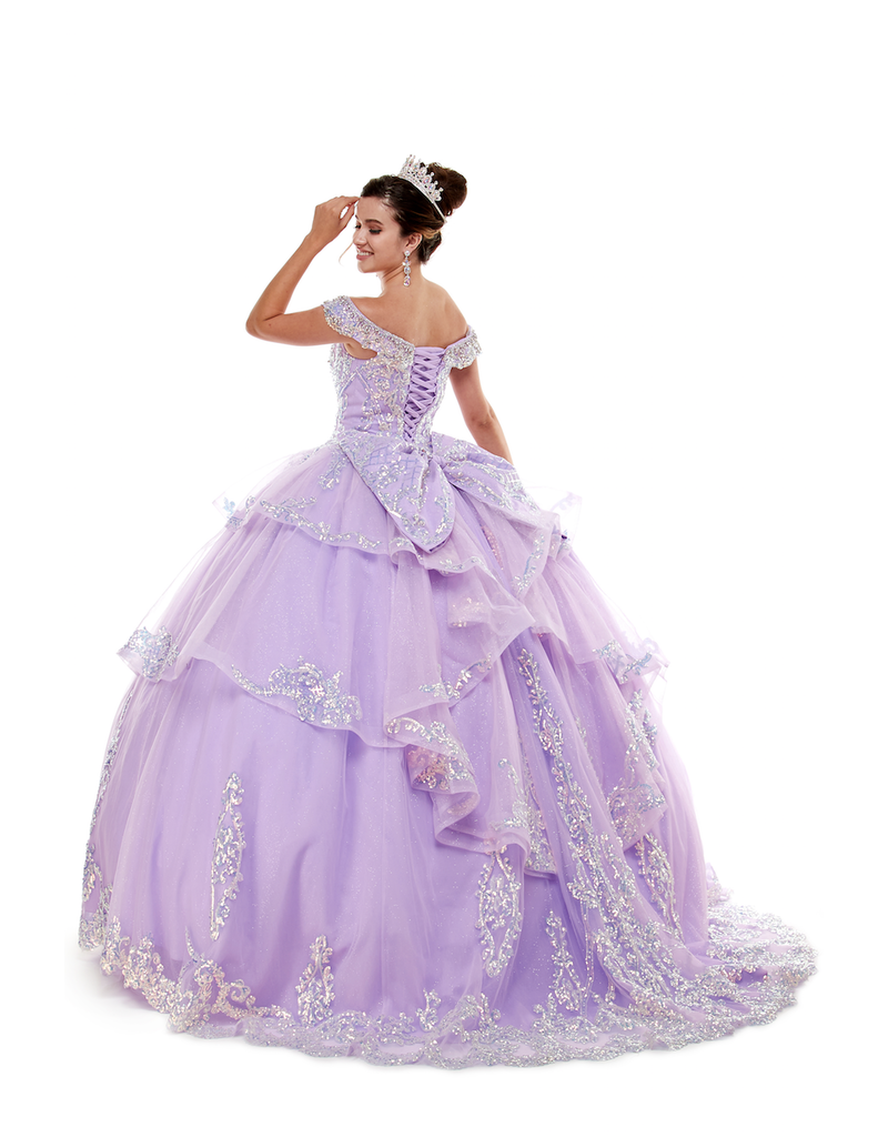 SAVOY'S FASHION 82242 QUINCE GOWN W/ LARGE RUFFLES & BOW