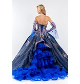 GLS Collective Strapless glitter embroidered ballgown w/tulle sleeves 1912