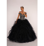 GLS Collective Off the shoulder beaded bodice ruffle tulle ballgown 2516